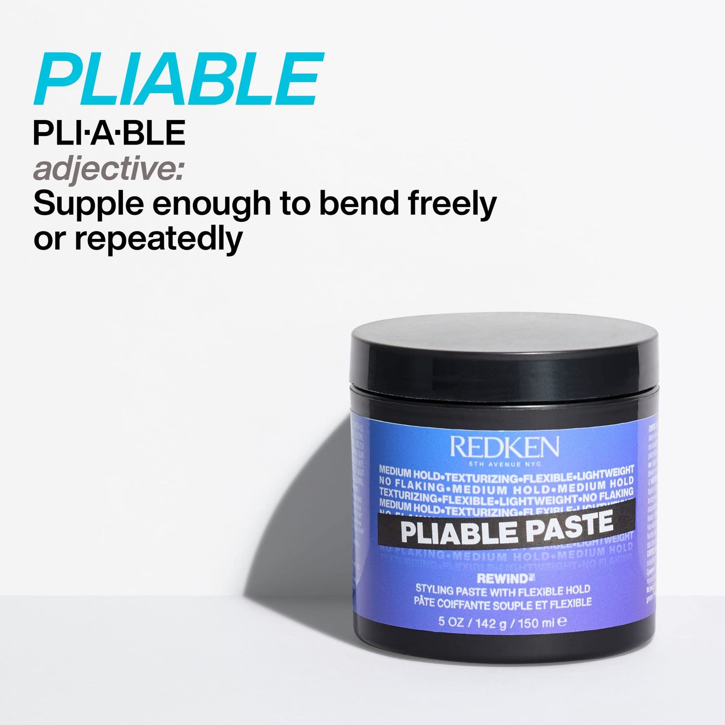 REDKEN Pliable Paste, Texturising Hair Paste for Flexible, All-Day Re-Workability, Medium Hold, 150 ml