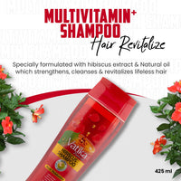 Vatika Naturals Hibiscus Oil Shampoo 425ml l Specially formulated with hibiscus extract & Natural oil which strengthens, cleanses & revitalizes lifeless hair
