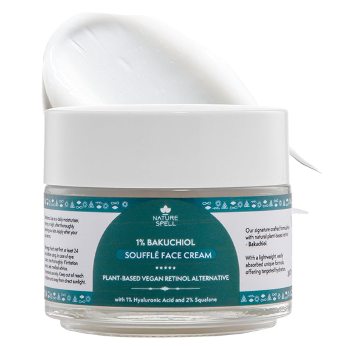 Nature Spell 1% Bakuchiol Face Cream, Retinol Anti-Ageing Moisturiser, Helps Reduce the Appearance of Fine Lines & Wrinkles, Deep Hydration for Normal, Dry & Mature Skin, Vegan Skincare, 100 ml