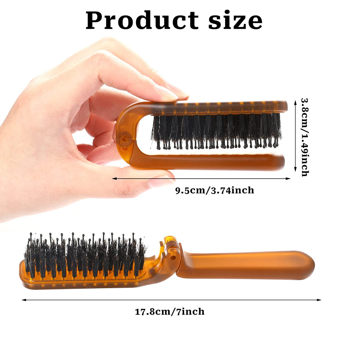 Mozeat Lens Travel Hair Brush,Foldable Boar Bristle Hair Brush Folding Bristles Hair Comb Collapsible Travel Hair Comb Pocket Hair Comb Rectangular Folding Hair Brush Compact Hair Brush Mini Hair Brush for Women