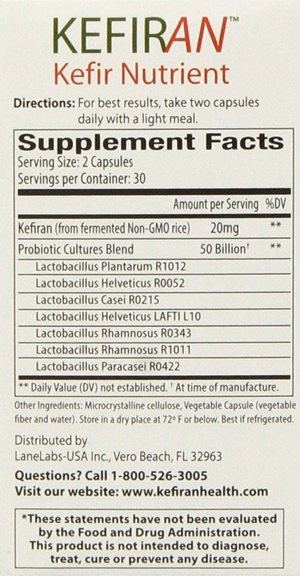 Lane Labs Kefiran Nutrient - Plus 50 Billion, Support Well-being, 60 Count