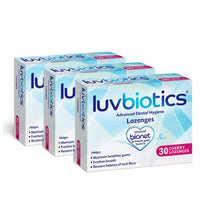 Luvbiotics Cherry Lozenges with Probiotics & Xylitol Promotes Good Bacteria for Healthy Gums, Fresh Breath & Cavity Protection. No Artificial Colours/preservatives. 3 Pack of 30's