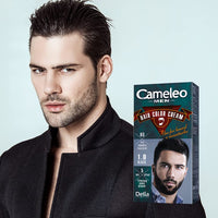 Cameleo Men - Permanent Hair Dye | Black Colour for Hair Beard & Moustache | Natural Colour Effect in 5 Minutes | Cover Grey Hair | Ammonia FREE | 30ml