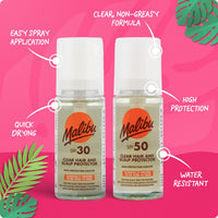 Malibu Sun Clear Hair and Scalp Protector Spray, SPF 30, Non-Greasy, Quick Drying, 50ml