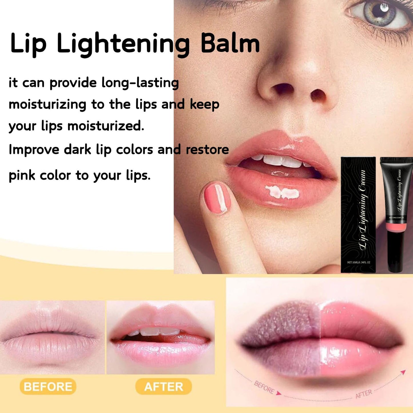SHEBEEDO Lip Lightening Balm for Dark Lips,Brightening Balm for Smokers & Non-Smokers,Fade-Lip-Discoloration,Advanced Lightening Formula Visible Results Deep Moisturizing Highlighter(2Pcs)