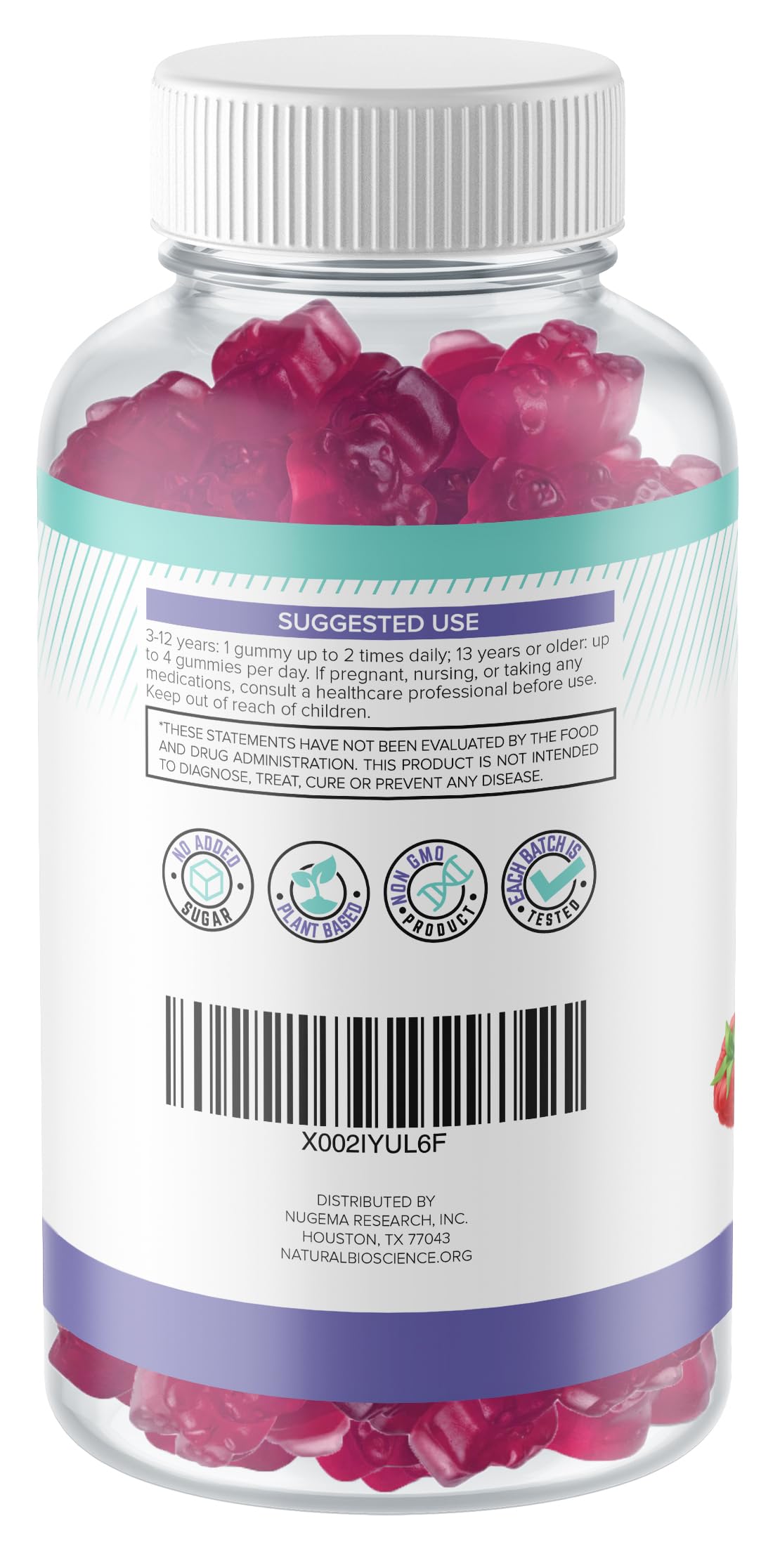 Natural BioScience Magnesium Citrate Gummies | 180 Magnesium Supplements - 100mg of Magnesium Citrate per Serving | Raspberry Flavoured - Suitable for Adults & Children | Sugar Free, Non-GMO & Vegan