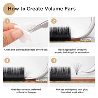 LASHVIEW 1S Fast Fan Silk Individual Eyelash Extensions 0.07mm Thickness M Curl 8mm Length Handmade Semi-permanent Auto-Fan Volume Eyelashes For Professional Salon Use
