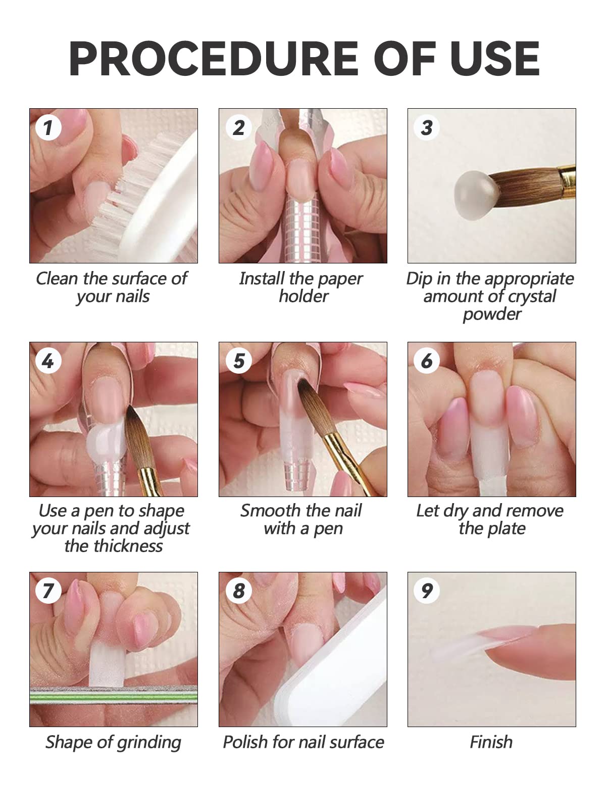 120g/4.23oz Clear Acrylic Powder, EBANKU Acrylic Powder Large Capacity Professional Acrylic Nail Powder for Nail Acrylic Extension, Nail Carving, Long-Lasting, No Nail Lamp Needed