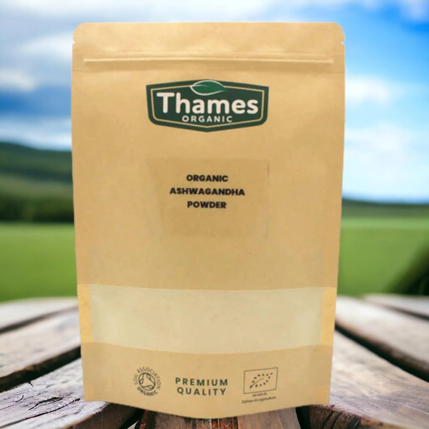 Organic Ashwagandha Powder - Pure Root Powder, Raw, Vegan, Non-GMO, No Additives or Preservatives, Promotes Relaxation - Thames Organic 500g