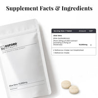 Ov OXFORD VITALITY Oxford Vitality Aloe Vera 10000mg Tablets | High Strength Extract with 3.75mg Aloverose | Vegan Supplement for Digestive and General Wellbeing Support | Pack of 120