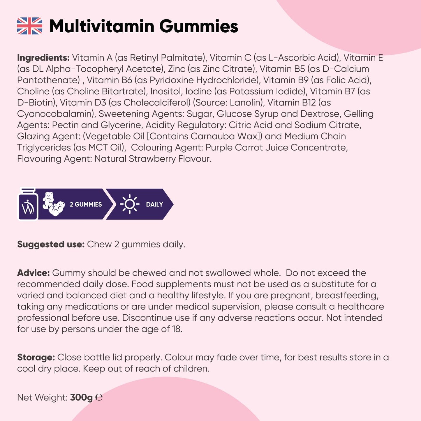 WeightWorld Multivitamin Gummies for Women & Men - 13 Ingredients - 120 Gummies - 2 Months Supply - Natural Strawberry Flavour - Vitamins & Minerals Like VIT C, D3, B6, B7, B12 & Zinc - Vitamin Gummy for Adults