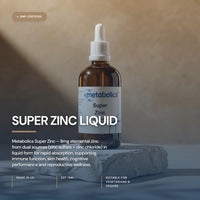 Metabolics Super Zinc Liquid 8mg Sulfate & Chloride Form 80% NRV — UK Made GMP Certified — Contributes to Normal Immune Function — Vegan Drops — 100ml Bottle — 4 Month Supply