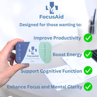 DailyAid FocusAid - Natural Energy Supplement - Nootropics Brain Supplement for Mental Focus & Cognitive Support, Lions Mane Supplement, Caffeine Tablet, Natural Brain Booster - 60 Capsules, Month Supply