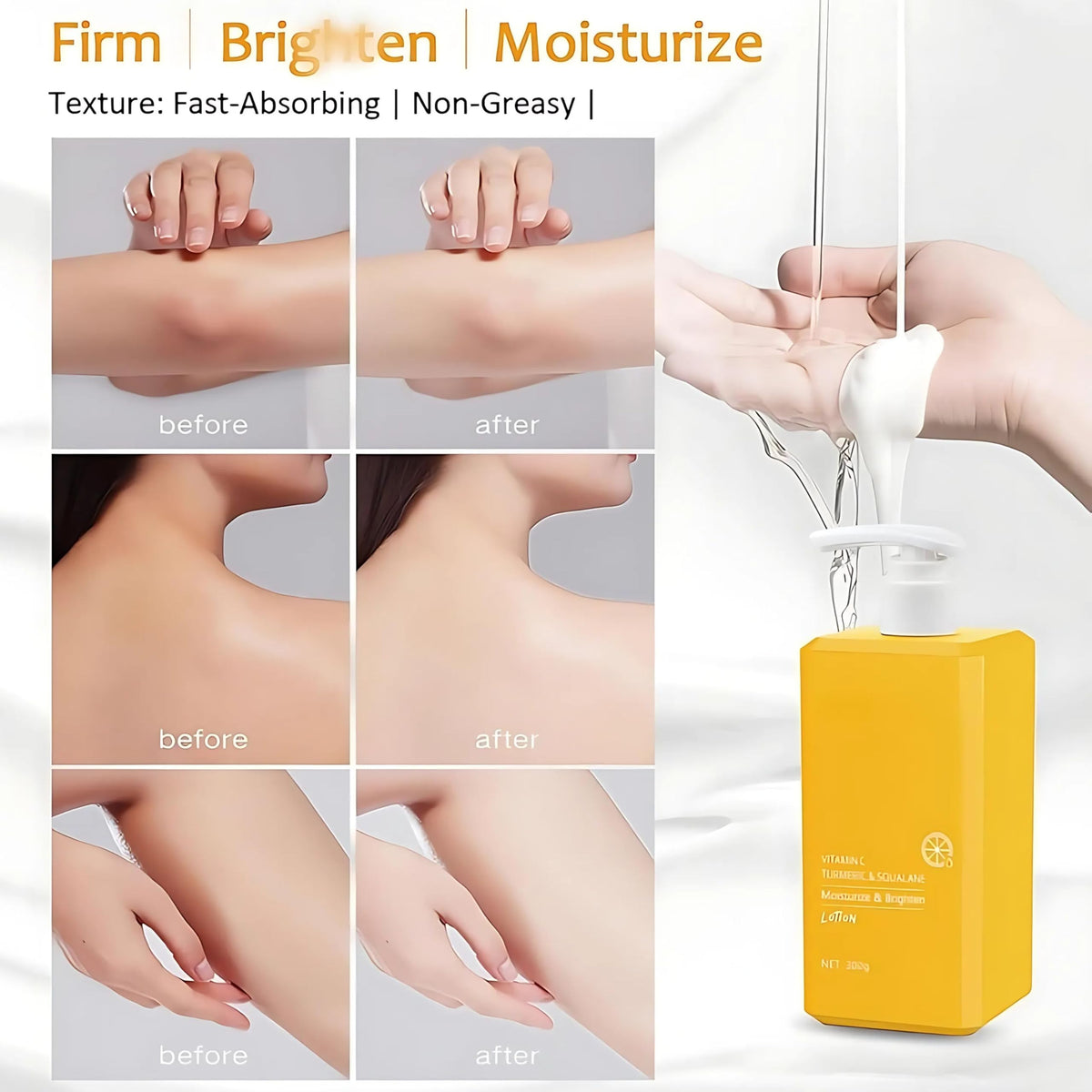 Prosperina MED Vitamin C & Turmeric Brightening Cream – Face & Body Lotion Hydrating Moisturiser with Squalane – Fades Dark Spots, Uneven Tone & Dry Skin – Firming Anti-Aging, Vegan & Dermatologist-Tested 300ml