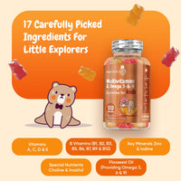 maxmedix Multivitamin for Kids - 120 Tasty Gummies - 2 Months Supply - 17 Ingredients Like Vitamins A, C, D, B12, B6, E & Zinc - Natural Raspberry & Orange Flavours - Gluten-Free Kids Vitamins with Omega 3-6-9