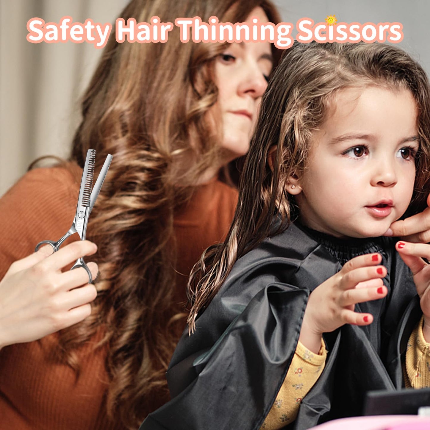 CIICII Kids Hair Cutting Scissors Shears Kit, Safe Round Tip Baby Scissors
