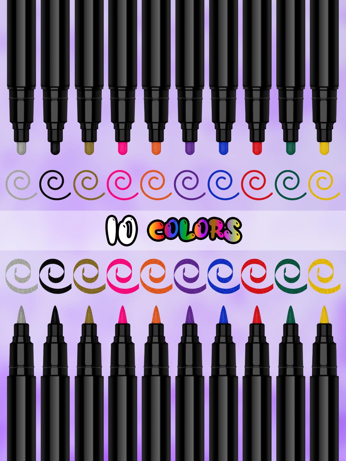 EBANKU 10PCS Temporary Tattoo Pens, Body Tattoo Markers for Skin Dual Tip Tattoo Pen for Thick and Thin Lines With 14 Tattoo Stencils and 10 Dinosaur Stickers for Kids