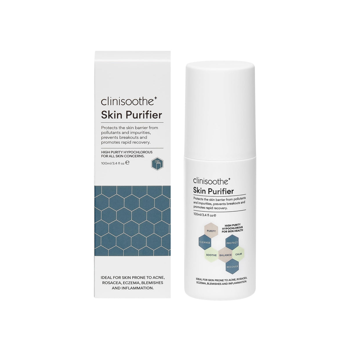 Clinisoothe Skin Purifier 100ml HOCI Spray- Hypochlorous Acid Spray Face Mist - Defends Daily Against Pollutants & Impurities-Supports Blemish Prone, Sensitive Skin Care