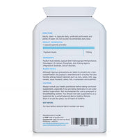 swiss bioenergetics Fibre Supplement 750mg Whole Psyllium Husk (not just Extract) - High Strength Natural Soluble Fiber Supplement from Plantago Ovata Plant Seeds, 90 Psyllium Husks Capsules - Made in UK & Vegan