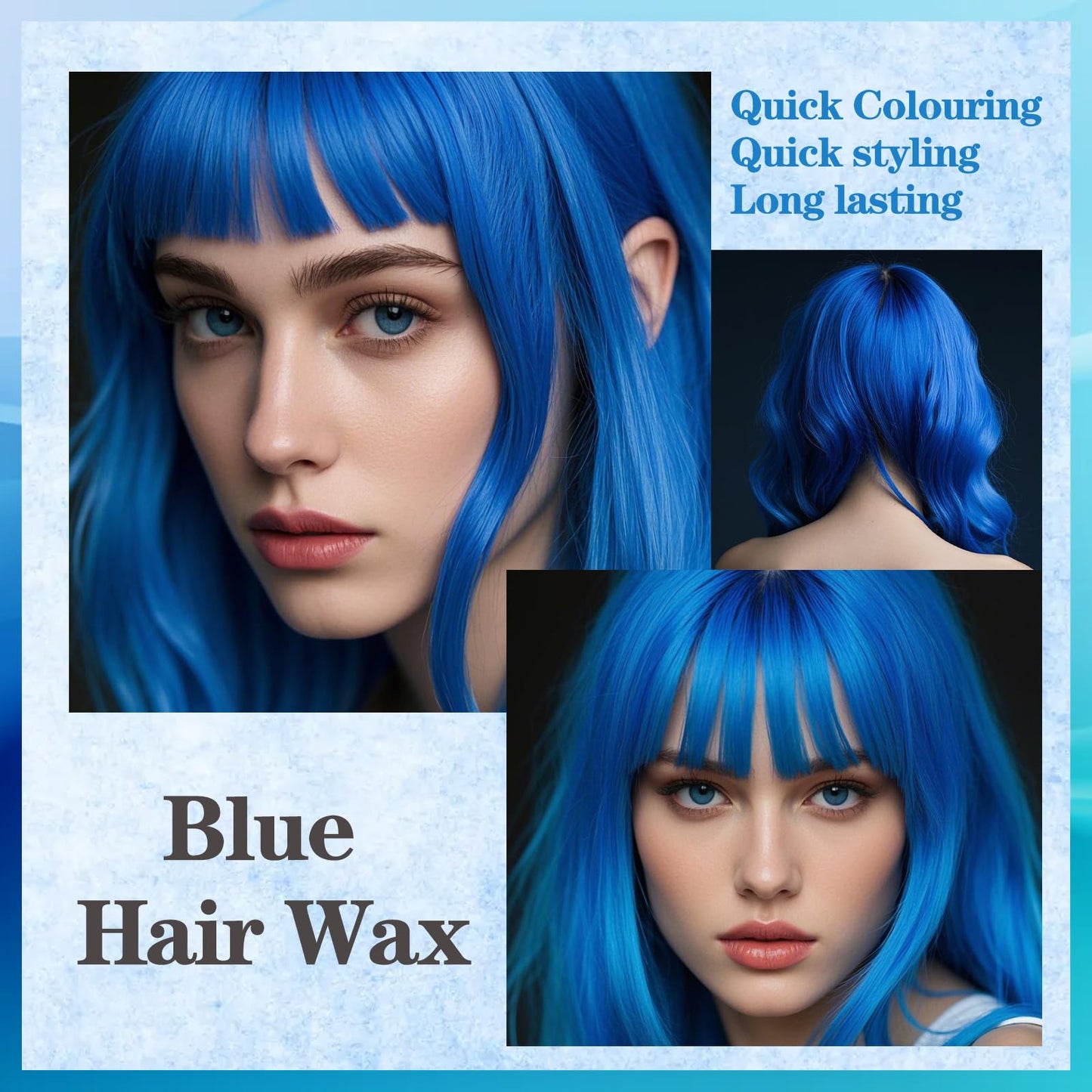 MINSHZEE Hair Wax Blue Temporary Hair Gel, Easy Wash Out Long Lasting Hair Colour, Styling Hair Wax Hair Colour Mud for Men Women Instant Styling (100ml)