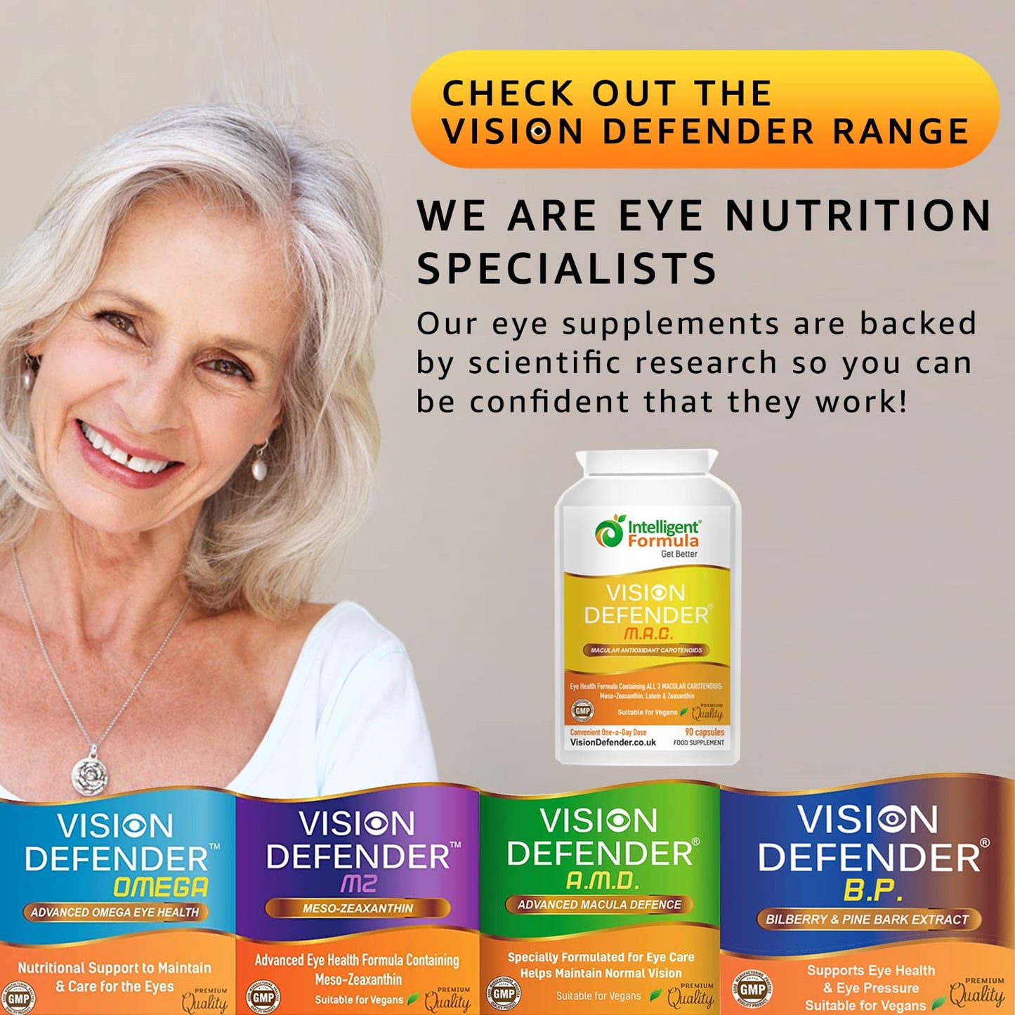 Lutein, Zeaxanthin & Meso-Zeaxanthin Eye Supplement: Vision Defender MAC – Antioxidant Carotenoids “Eye Vitamins” for Eyesight, Eye Care & Health - Vegan/Vegetarian - 90 Capsules/One-A-Day -Made in UK