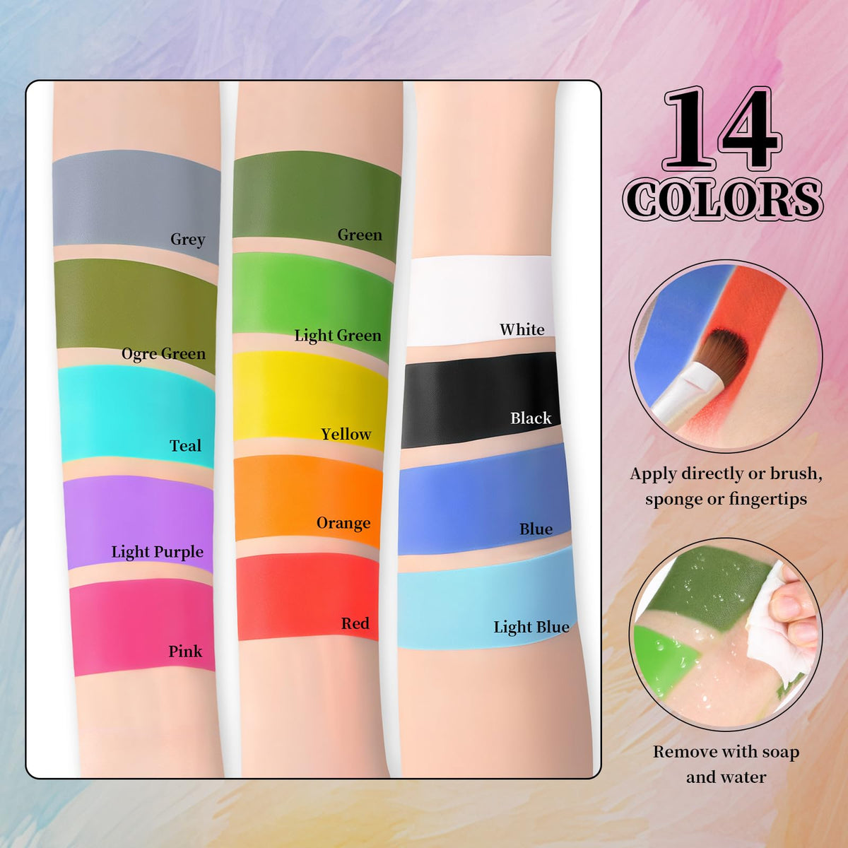 YBUETE Teal Face Body Painting Stick, Professional Teal Full-coverage Cream Face Paint for Halloween SFX Avatar Corpse Bride Cosplay Makeup, Washable Eye Body Stick for Adult Costume Party