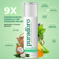 Puradoro Psoriasis Control & Healthy Roots Shampoo – Soothes Itchy, Flaky Scalp with Tea Tree, Aloe Vera, Reduces Redness & Flaking, For Men & Women