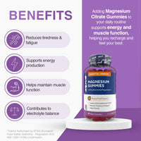 Zipvit Magnesium Gummies for Adults, 150mg Elemental Magnesium Citrate, Supports Energy, Muscle & Bone Health, Passionfruit Flavour, 60 Vegan Gummies, 1 Month Supply