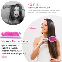 Maxmana Secret Detangler Hair brush,Detangling Brush, Massage Curl Comb for for Women, Men,Girls and Kids for Natural Curly Wet Dry Thick Straight Long Hair (GREEN+ROSE RED)