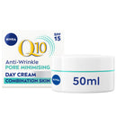 NIVEA Q10 Anti-Wrinkle Pore Minimising Extra Light Day Cream SPF15 (50ml), Anti-Wrinkle Moisturiser with Light Texture, Pore Minimising Cream with UVA/UVB Protection