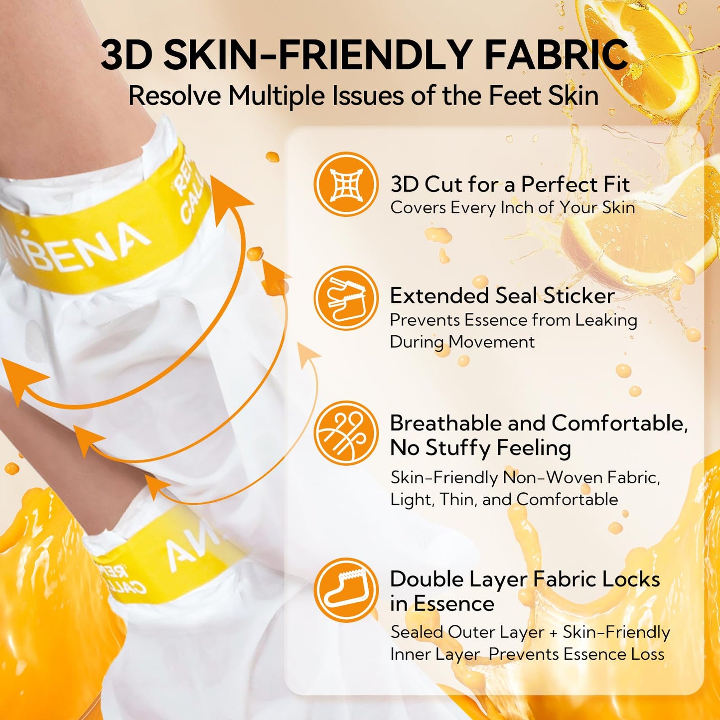 LANBENA Vitamin C Foot Peeling Mask, Foot Mask for Dry Cracked Feet, Exfoliator Peel Off Calluses Dead Skin Callus Remover, Repair Rough Heels & Get a Baby Soft Feet for Men and Women(2 Pairs)