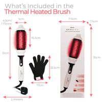 StylPro STYLPRO Thermal Brush with Red & Near Infrared LEDs – 58 NIR + 84 Red LEDs, Ceramic Barrel, Adjustable Heat, Lightweight Blowout & Curling Brush for All Hair Types