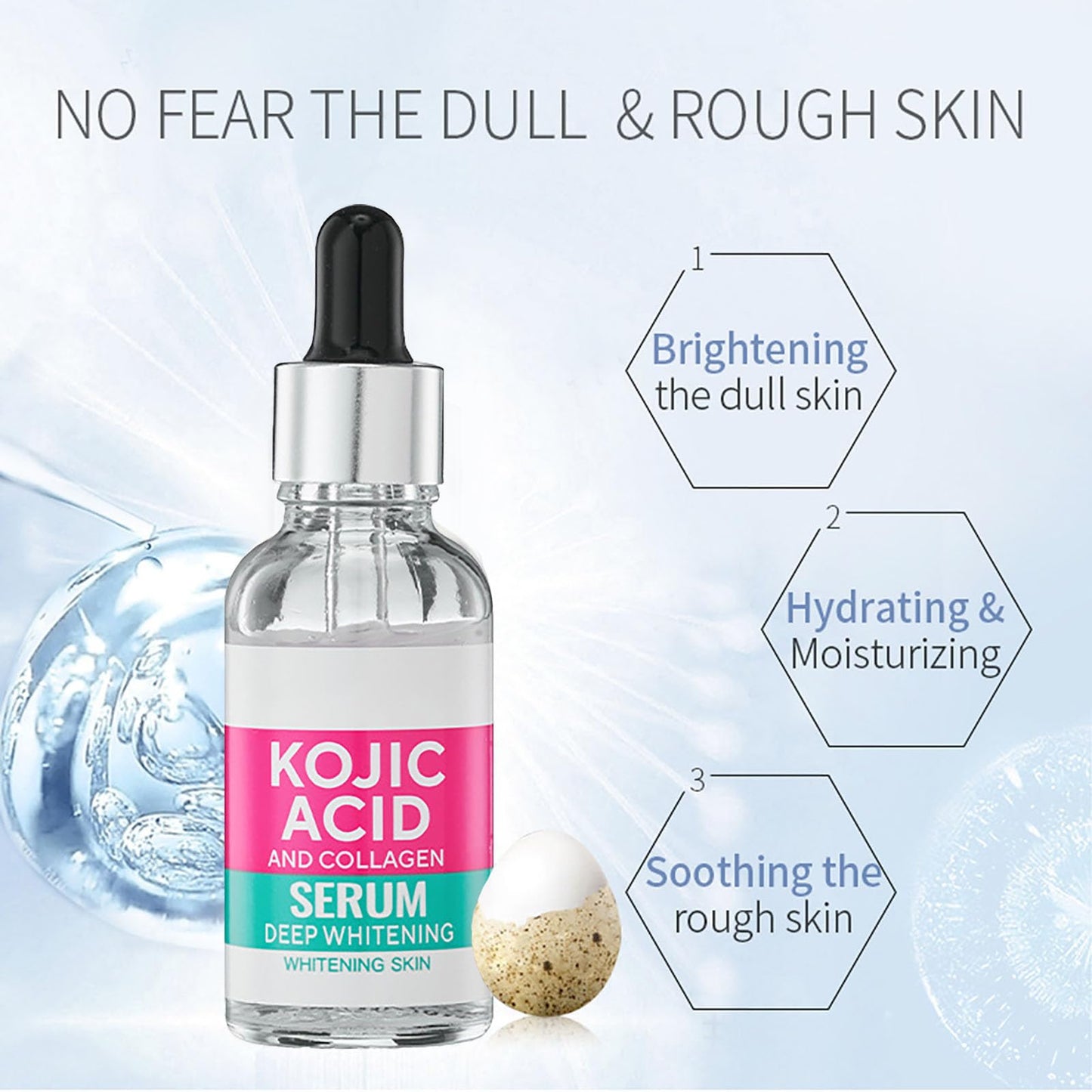 Kojic Acid Serum - Collagen Face Serum for Skin Lig_htening - Anti Aging Face Serum - Dark Spot Correcting Glow Serum - Hydrating Serum - Facial Serum for Firming, Moisturising, Nourishing (30ml)