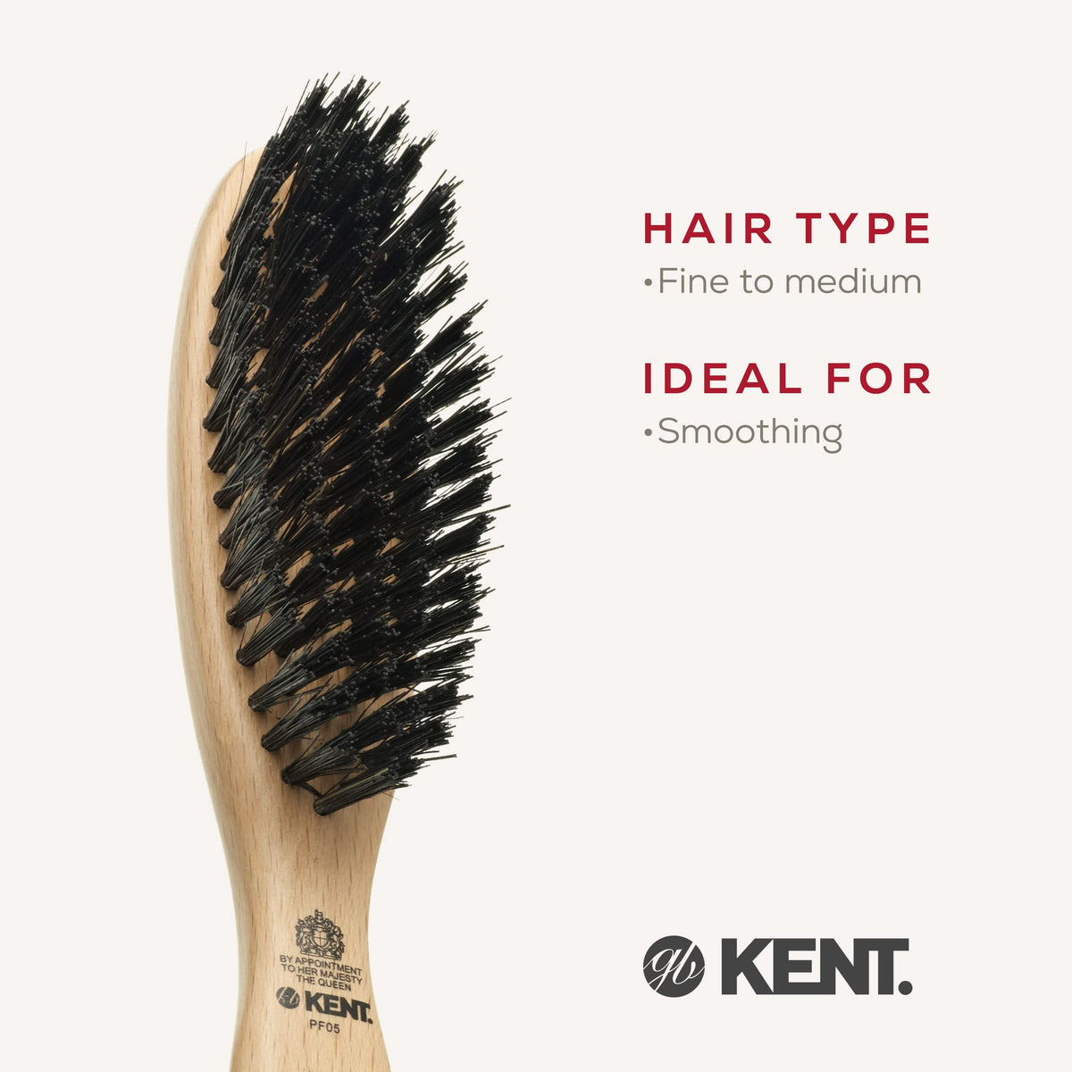 KENT Kent PF05 Perfect For Smoothing Hairbrush - Narrow Oval Bristle & Nylon Brush for Short to Medium Length Hair