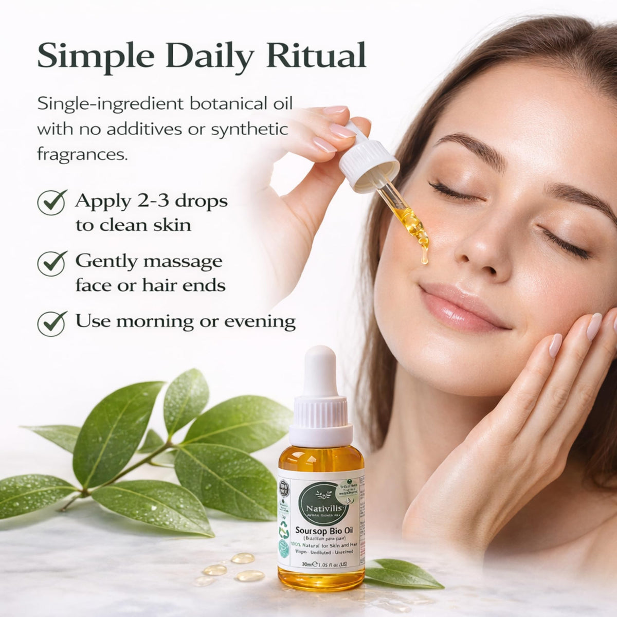 Nativilis Natural Essential Oils Nativilis Soursop Bio Oil, 30ml, 100% Natural Virgin Unrefined Brazilian Paw-Paw Oil for Skin and Hair