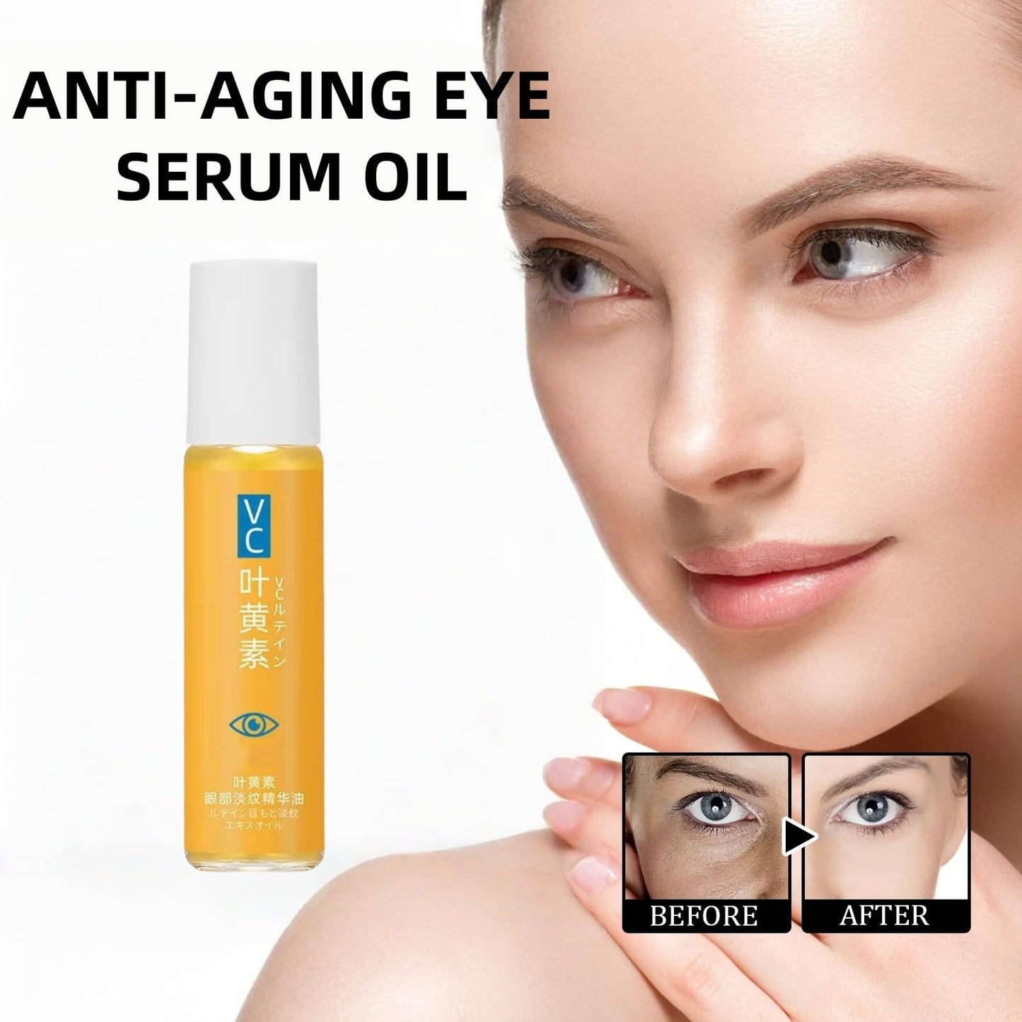 ShengQiu Lutein Eye Essence Oil, VC Rollerball Eye Serum,Anti Aging E/ye Cream for Dark Circles,Wrinkles & Puffiness,Vitamin C E/ye Seru/m for Men and Women, Ey/e Bags Remover,Anti Wrinkle Under Ey/e Cream