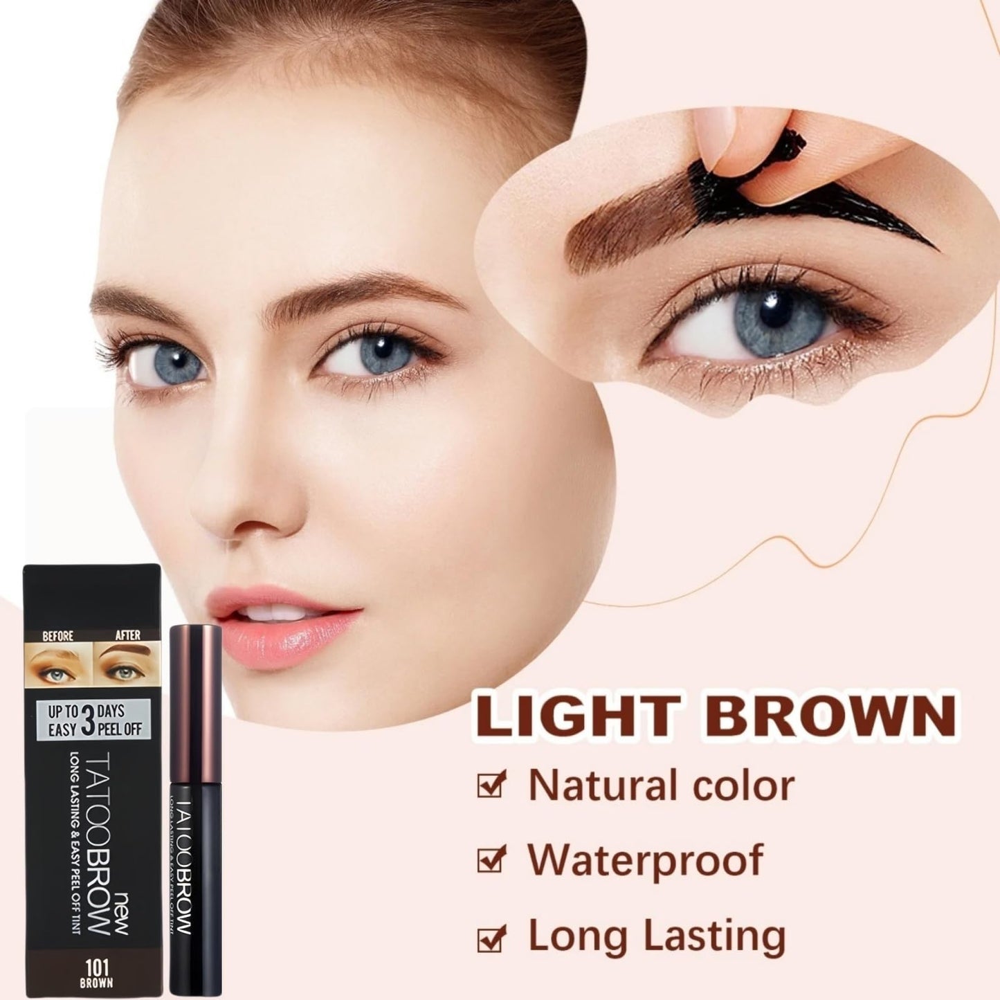 Mubuni Dark Brown Tatto Brow Peel Off Eyebrow Gel Tint,Easy Peel Dye for Eyebrow Coloring,Tatto Bro/w Eyebro/w Co/lour,Dye Eyebr/ow Colou/rs Tat/to Bro/w,Semi Permanent Colo/ur Eye/brow Dy/e