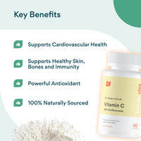 Bettervits Vitamin C | Powerful Antioxidant | Cardiovascular Health | Cell Repair | Potent Dose | Suitable for Vegans | Made in The UK