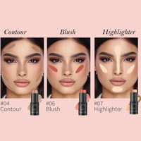 DENESTUP 3Pcs Contour Stick, Bronzer Highlighter and Blush Sticks, Cream Contour Beauty Wand with Brush, Long Lasting & Smooth Natural Face Contouring Illuminator, Professional Makeup Kit for All Skin