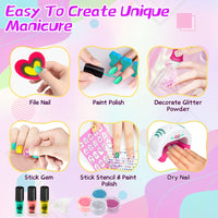 hirsrian Toys for 5 6 7 8 9 10 Year Old Girls, Kids Nail Polish Sets for Girls, Kids Makeup Sets for Girls, Present for 5-9 Year Old Girl, Nail Art Craft Kits for Kids, Best Gift for 5 6 7 8 9 Year Old Girl