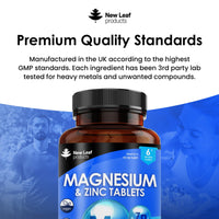 NEW LEAF PRODUCTS Magnesium Supplements 516mg - 120 Magnesium Tablets Supports Muscle Bone Health, Energy - High Strength Supplements Easy to Swallow Sleep Supplement (not Capsules) Vegan, UK Made