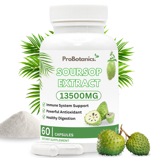 ProBotanics Organic Soursop Capsules | Full Spectrum 13500mg 30:1 Extract Per Serving | Potent Antioxidant & Immune Support - 60 Capsules