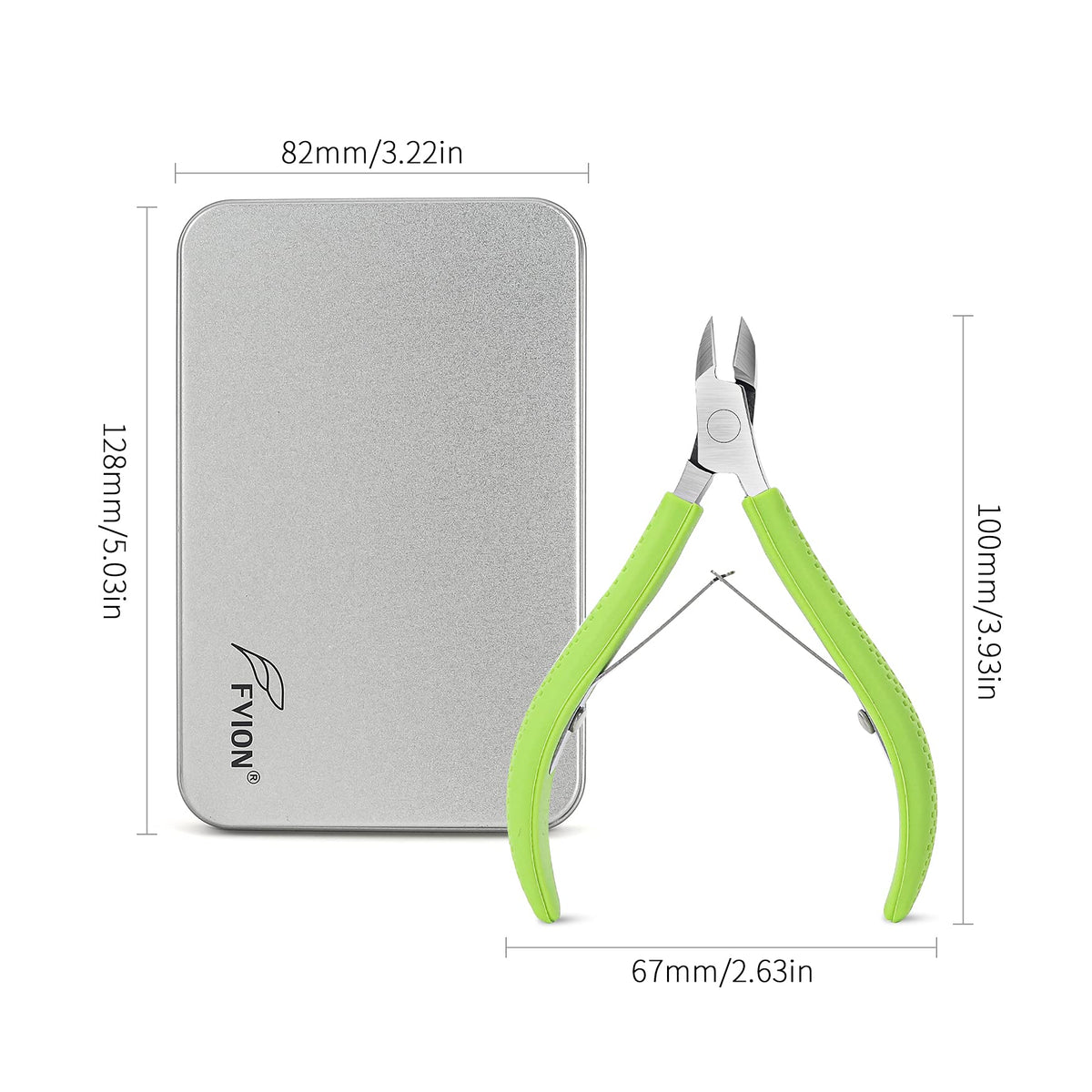 FVION Cuticle Cutters, Stainless Steel Cuticle Remover, Professional Pedicure Manicure Tool - 9mm Green