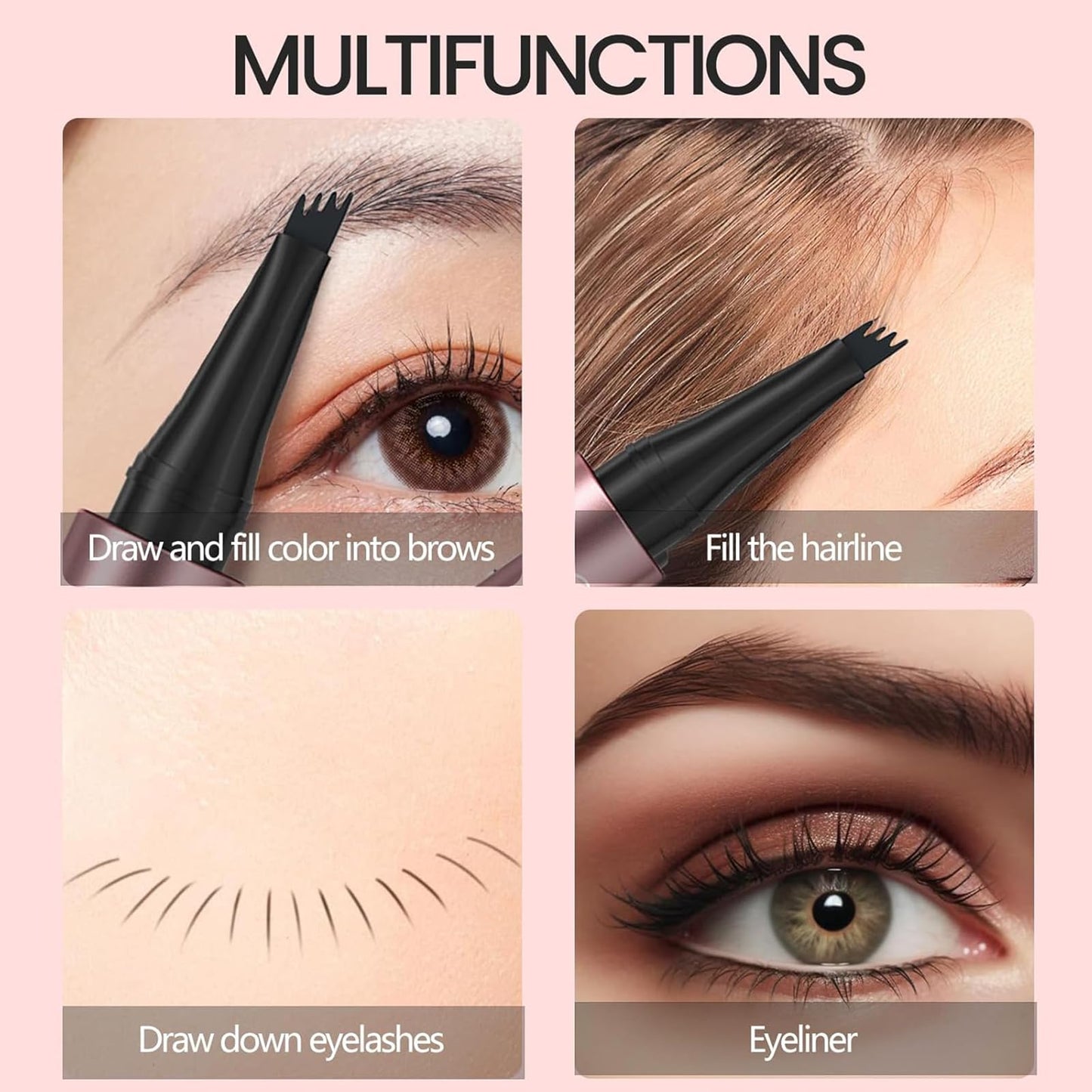 EONFAVE Eyebrow Pencil - Microblading Eyebrow Pen with 4 Micro-Fork Tip - New 3D Magic Eyebrow Pencil - Waterproof and Smudgeproof Brow Pen,Creates Natural Looking Defined Eyebrows