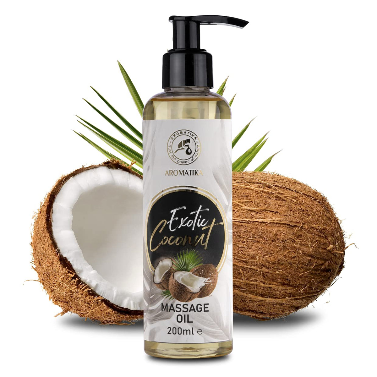 AROMATIKA trust the power of nature Coconut Massage Oil - 200ml, Jojoba, Almond, Grapeseed, Peach Kernel Oils - Aromatherapy, Relax, Good Sleep, Calming
