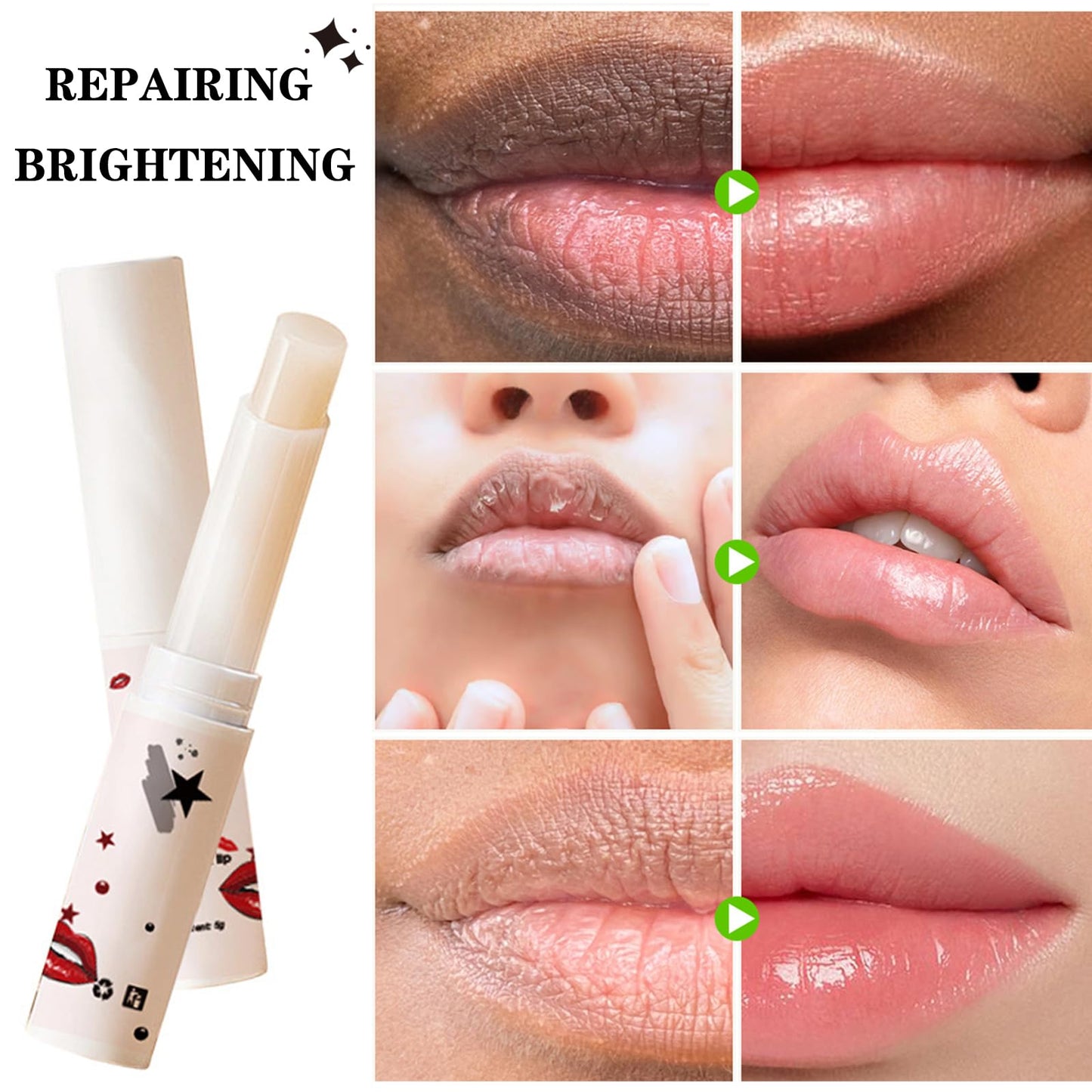 GEEWHILE Lip Lightening For Dark Lips, Lip Balms for Lip Care Lip Moisturizing, Long Lasting Natural Lip Balm Moisturizer to Repair Cracked Lips & Lighten Dark Lip Color, Lip Brightening