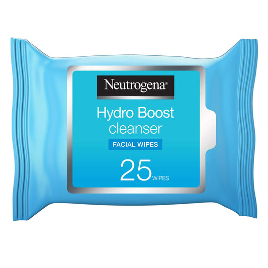 Neutrogena Hydro Boost Cleansing Facial Wipes, Blue, 25 Count, (Pack of 1)