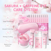 LAIKOU Sakura Eye Care Gift Set, 5-in-1 Eye Treatment Set with Serum, Cream, Day & Night Cream, Sleeping & Under Eye Mask for Dark Circles, Puffiness & Fine Lines, Day & Night Routine