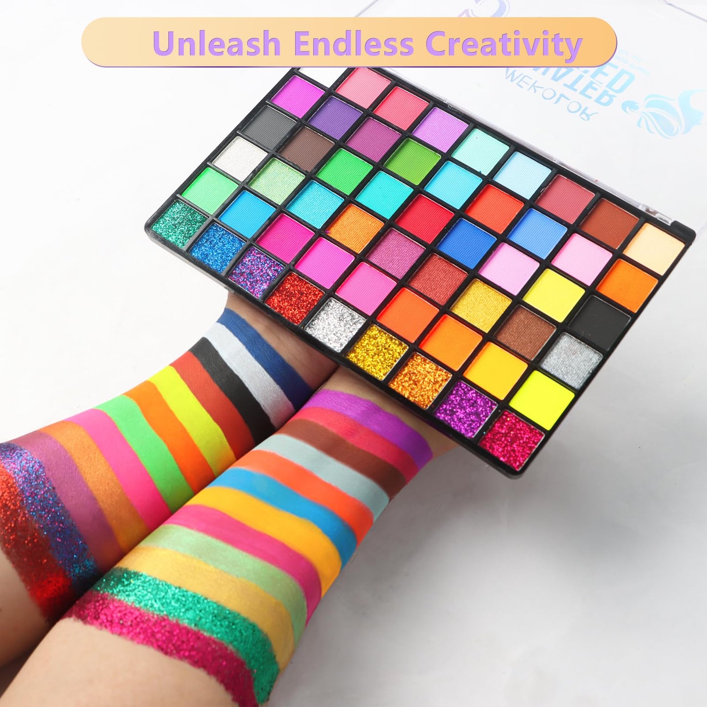 Yualucky Face Painting Kit for Children, 54 Colors Face Paint With 10 Pcs Brushes,Body Paint,WashableSafe & Non-Toxic Body Paint for Kids Adults Suitable for various festival makeup