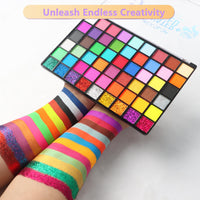 Yualucky Face Painting Kit for Children, 54 Colors Face Paint With 10 Pcs Brushes,Body Paint,WashableSafe & Non-Toxic Body Paint for Kids Adults Suitable for various festival makeup